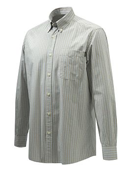 Beretta Wood Button Down Shirt Ocher and Light Blue Beretta