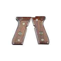 Beretta 92/96/98 Checkered Wood Grips w/Plate Beretta